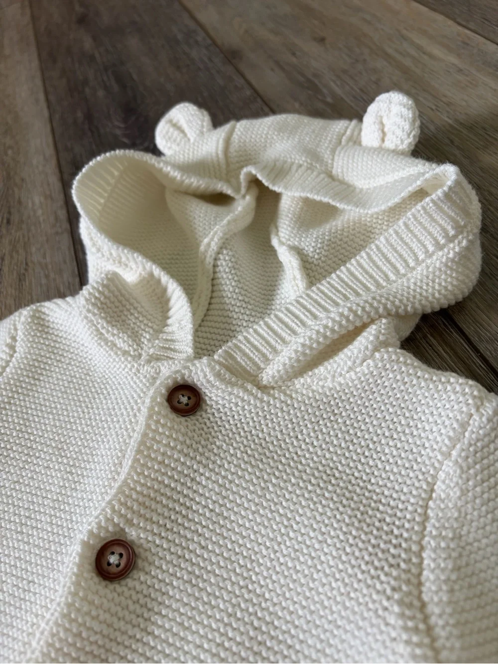 Carter’s Cream Baby Hooded Knit Cardigan Sweater with Ears